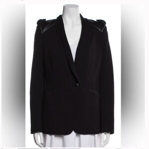 Mackage Black Blazer with Leather Accents